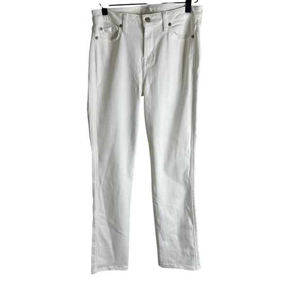 7 For All Mankind Kimmie Straight White Jeans Mid Rise Casual Stretch 28 - Picture 1 of 11